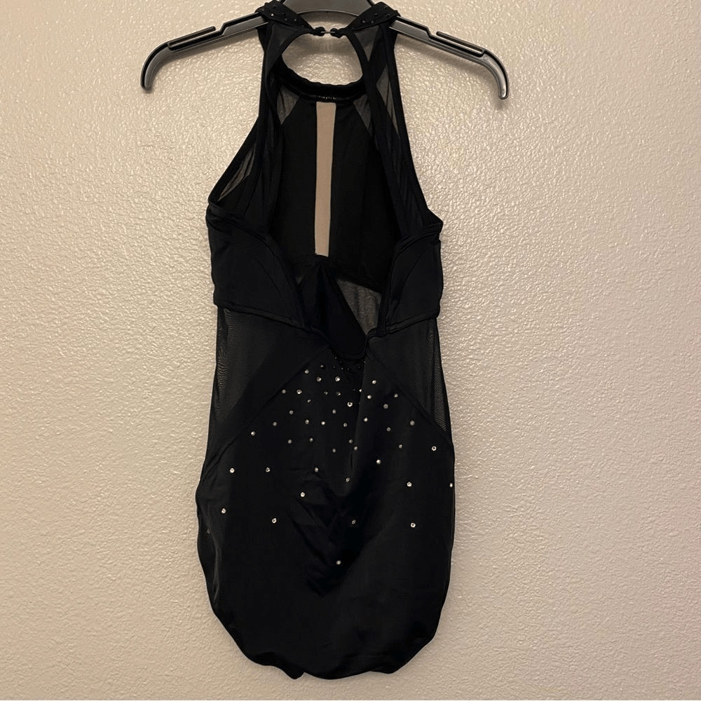 WEISSMAN Ivy Sky Swarovski Crystal Dance Costume black rhineston MT10716 SA