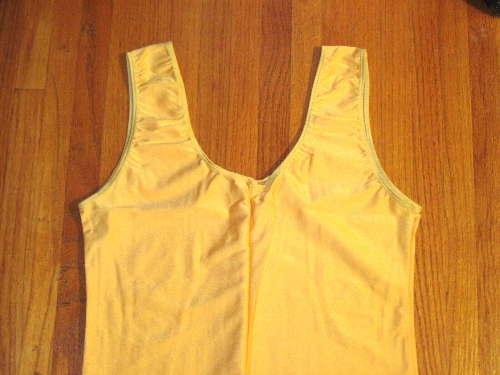 Plus Size Shiny Gold Tank Spandex Stirrup Foot Unitard Jumpsuit Size XL-14+ New