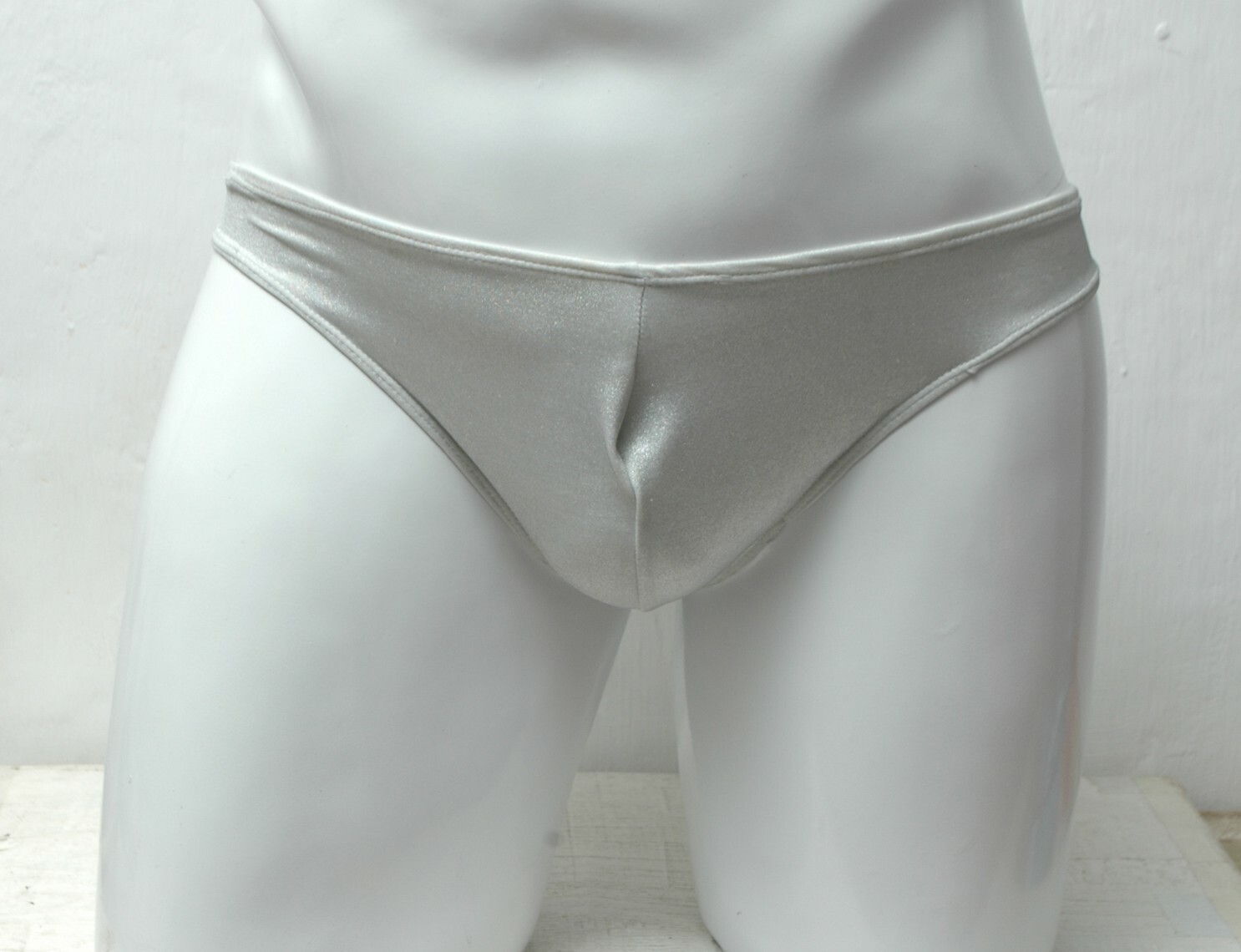 Short Silver Spandex Leotard for Mens Small