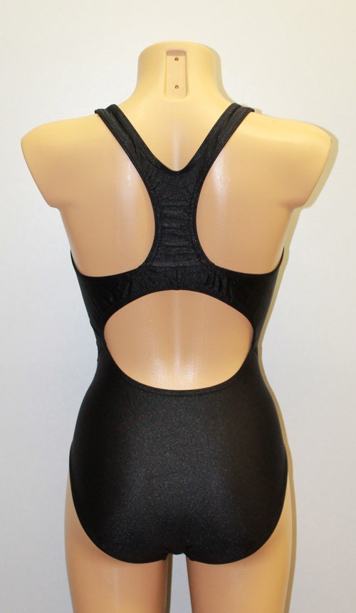 Women One-piece Leotard 202-10 Racerback Bottom Closed Black Spandex Size S