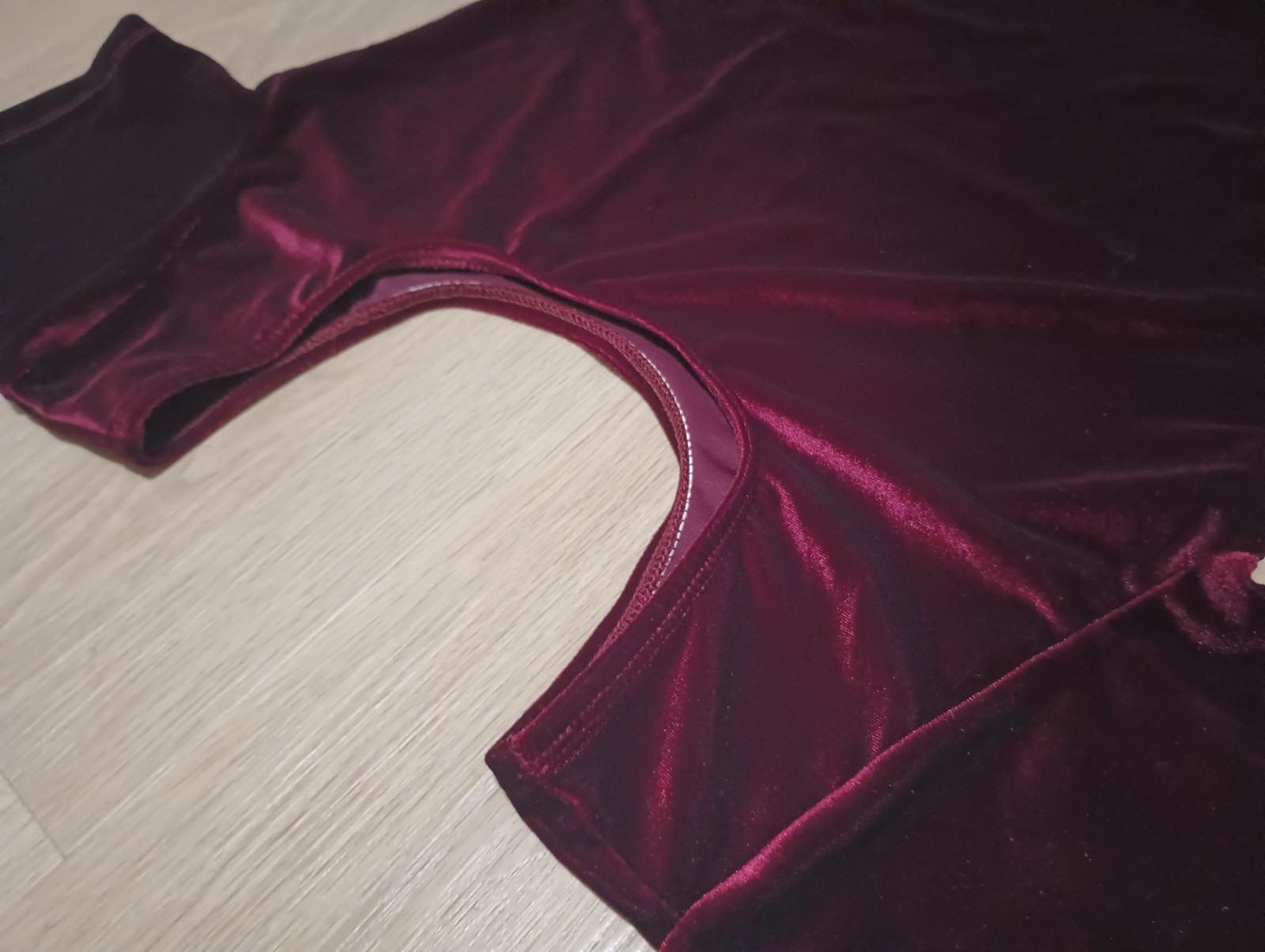 REFLEXTIONS Burgundy Red Velvet Stretch Leotard Bodysuit Dance Suit One Piece L