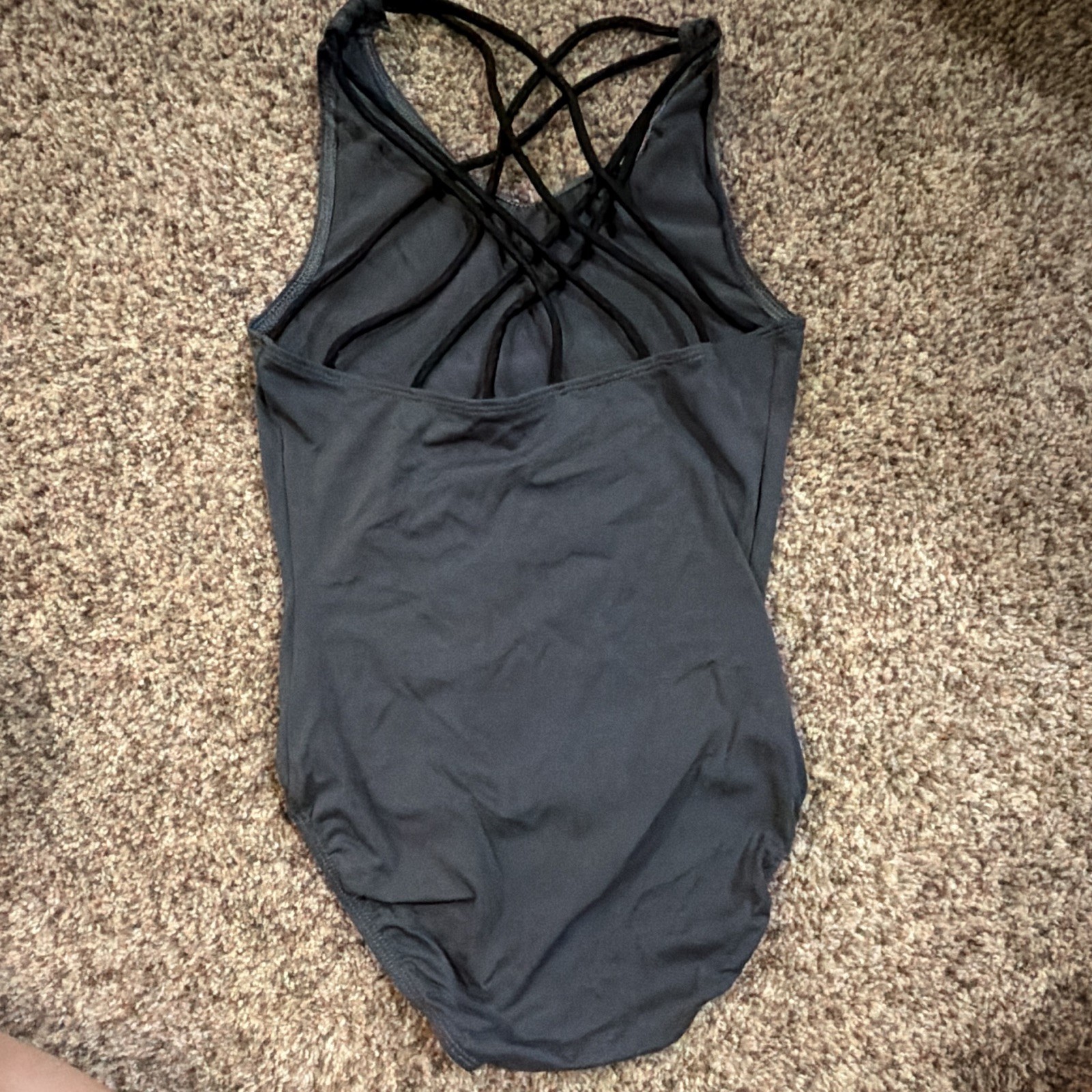 GK Women’s Gray Solid Dance/Gymnastics Leotard with Strappy Crisscross Back