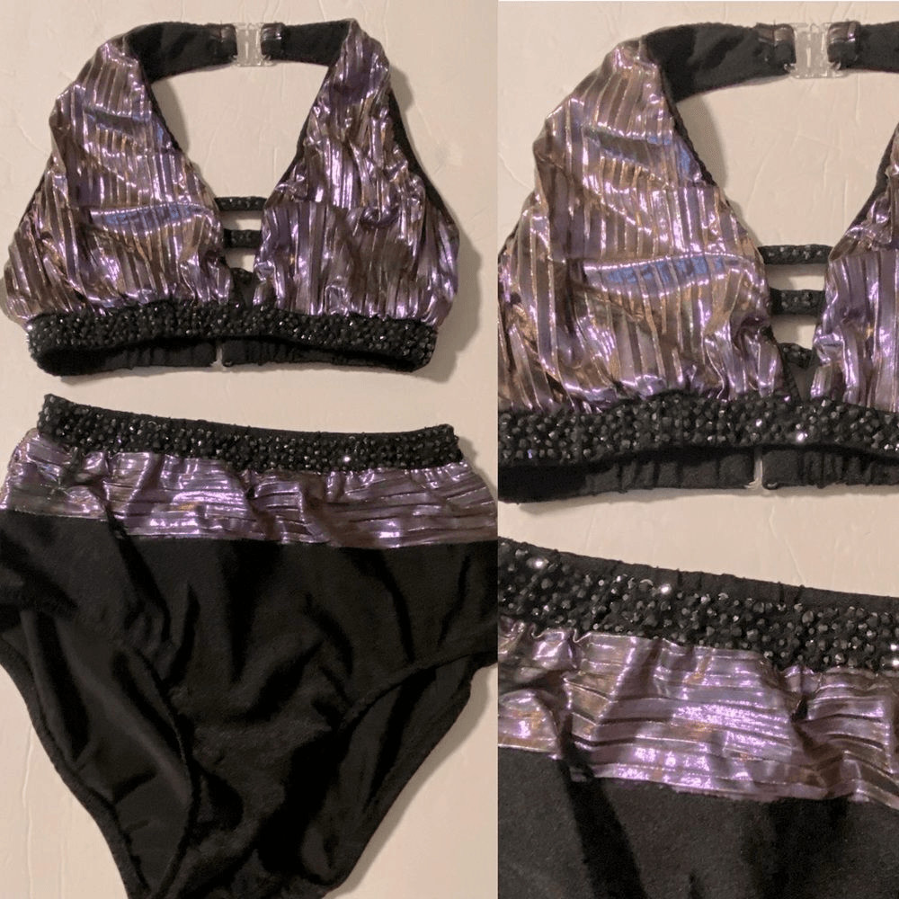 Glamour Adult Medium Purple Metallic Jazz Costume Solo Competition Dance Costume