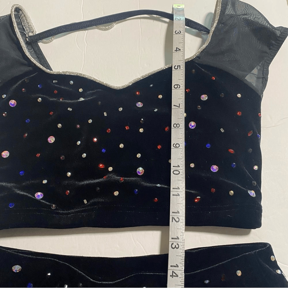 Weissman Elite dance costume 2 piece black Velvet Who Owns My Heart 17834 SA