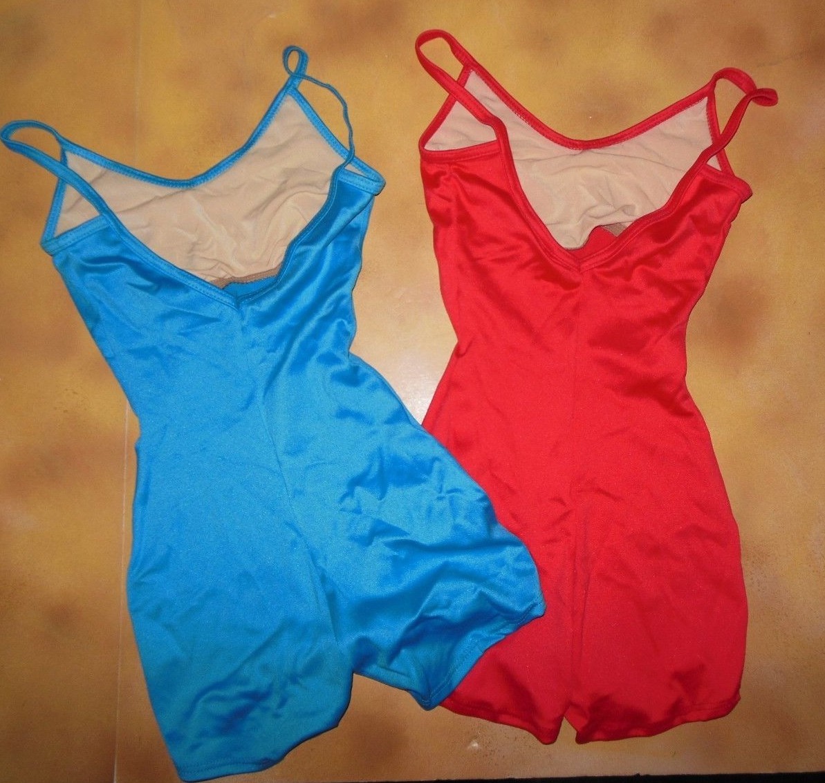 NWOT Dance v back Camisole shorty biketard Red or Turquoise Blue spandex