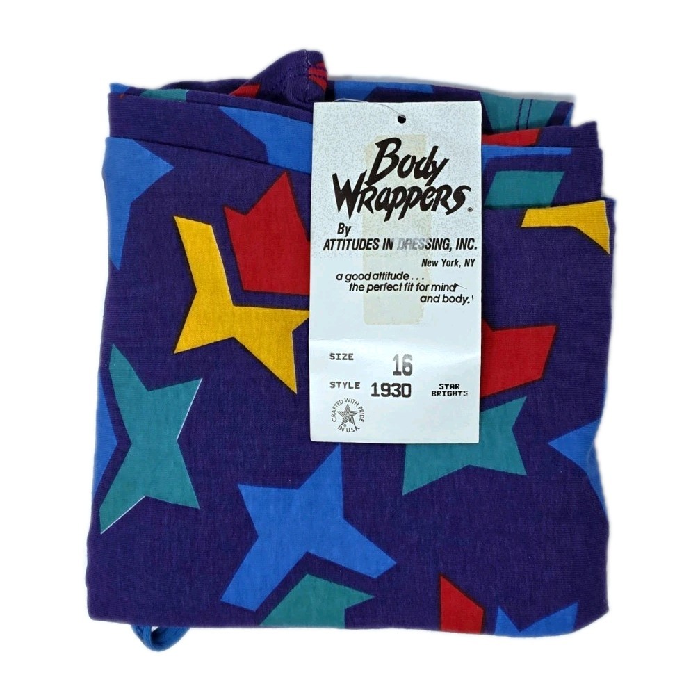 Body Wrappers VTG Rainbow Stars Strappy Keyhole Cotton Biketard CXL/ Adult XS