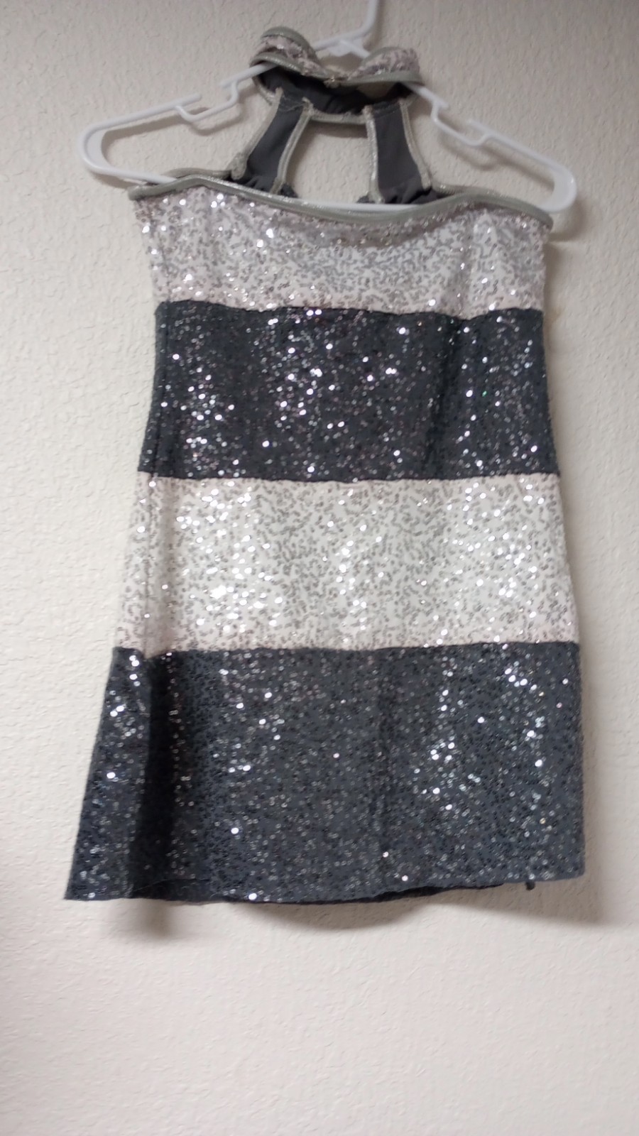 A Wish Come True Dancewear® Type Sequin Leotard White Blue Apron