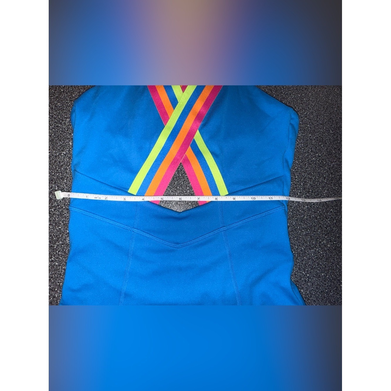 Jo & Jax NWT!! Blue Girls‘ Dance Biketard with Rainbow Straps Size Adult Small