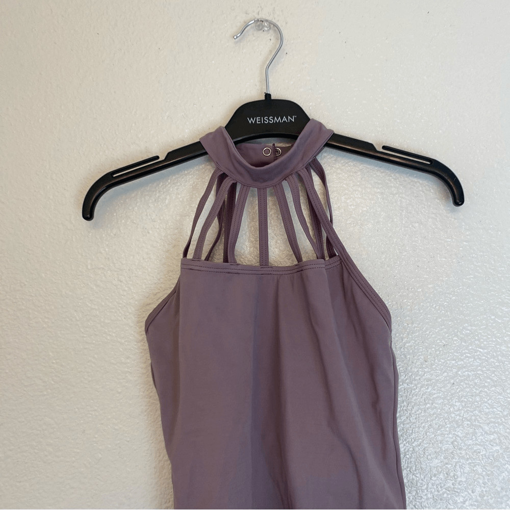 Weissman Balera dance costume lavender mauve Strappy Draped leotard SA adult