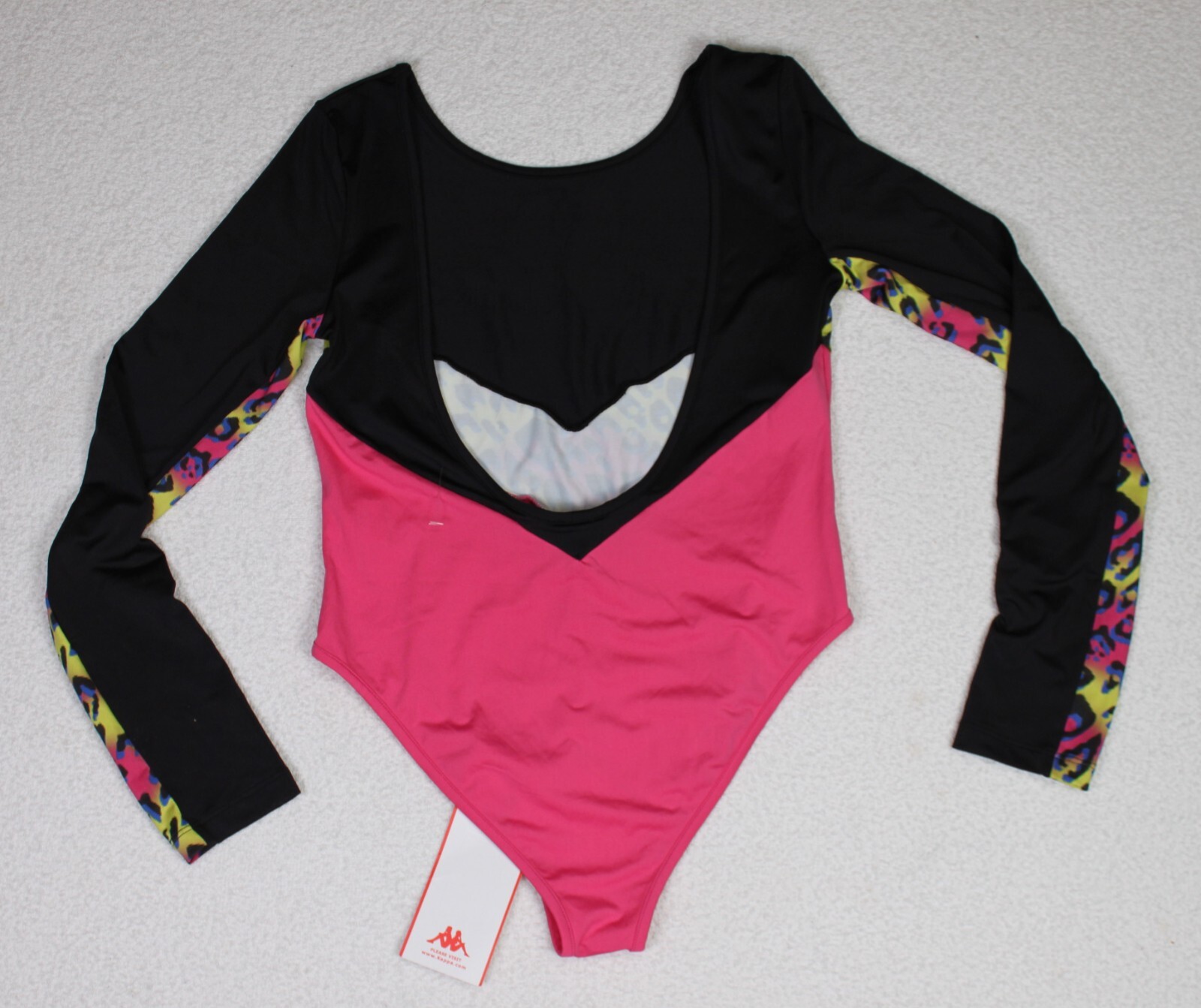Kappa Women’s Gymnastics Leotard Skin Fit Black Fuchsia Cheetah Size Medium