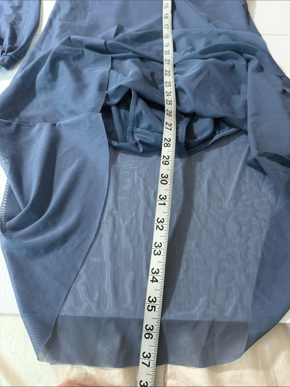 Weissman Balera solo lyrical Dance costume blue Mesh Poet Sleeve Dress 16384 LA