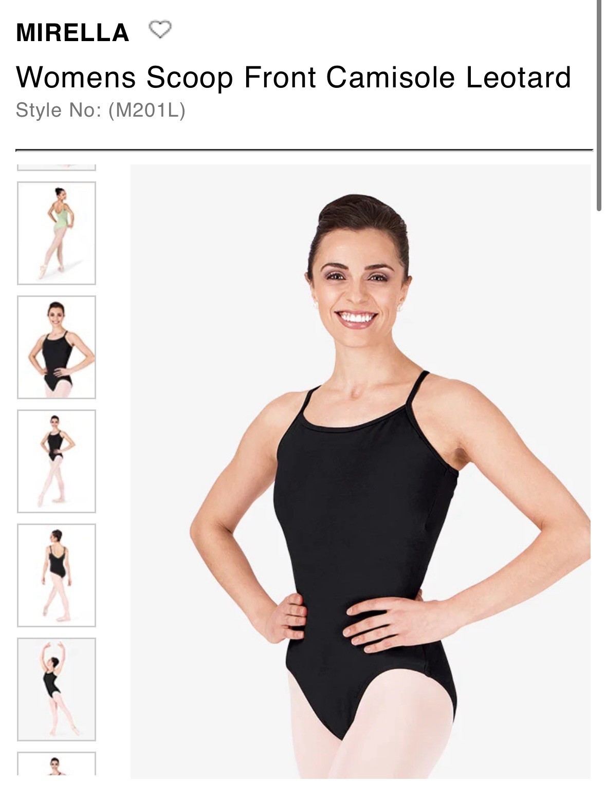 Mirella Women’s Black Dance Scoop Neck Leotard Size Small
