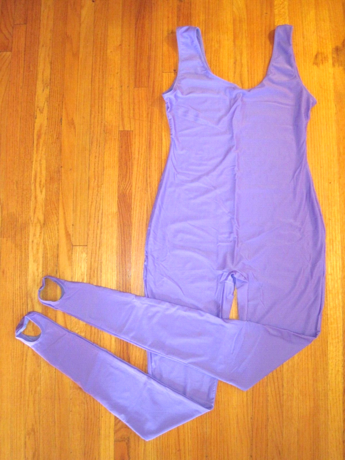 Plus Size Shiny Violet Tank Spandex Stirrup Foot Unitard Jumpsuit Sz 2XL-16 New