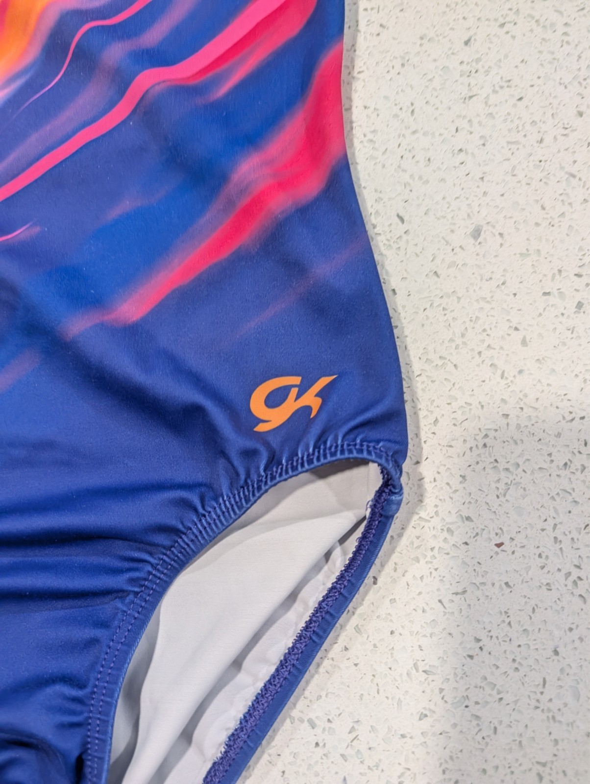 GK Elite AM Medium Gymnastics Dance Leotard Blue ORANGE PHOENIX Suns Team Colors