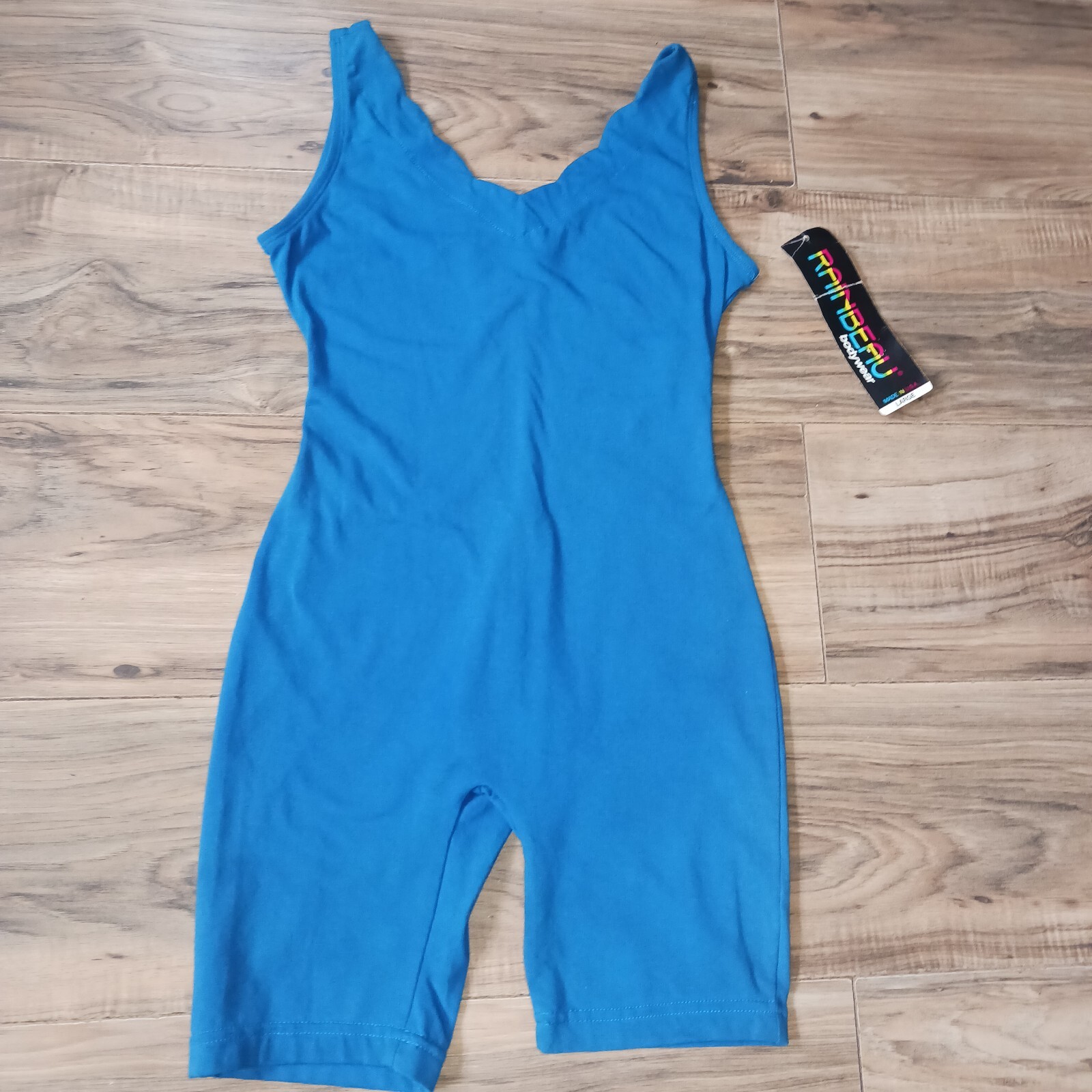 Vintage Rainbeau Bodywear Unitard Bodysuit Blue One Piece Dance Leotard Size L