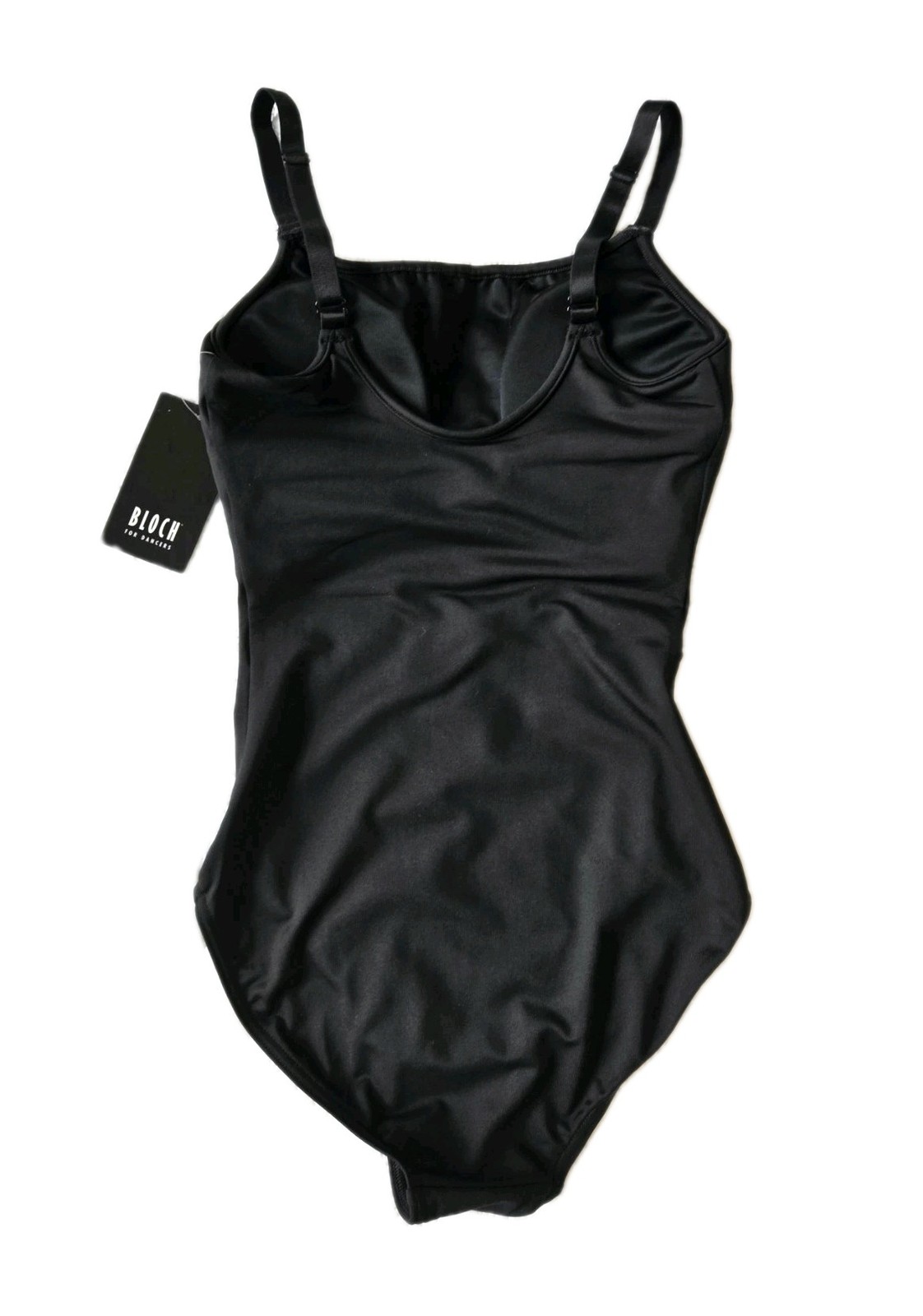 BLOCH Dance Women’s Zena Adjustable Strap Camisole Black Leotard W/Bra (Petite)