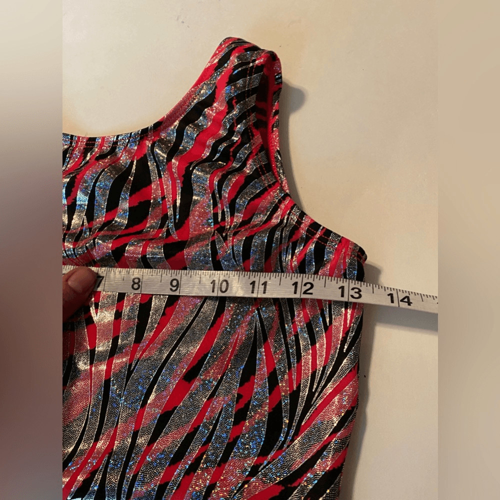 GK elite gymnastics tank practice Leotard Hot pink zebra foil print Adult -AS