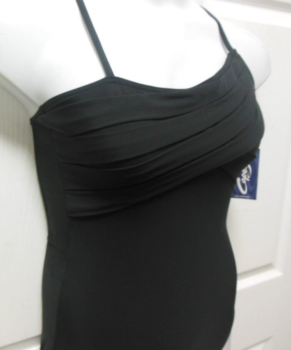 GEOMETRIC Strappy Black CAMSOLE LEOTARD PLEATED Synergy Capezio 10191 ladies szs