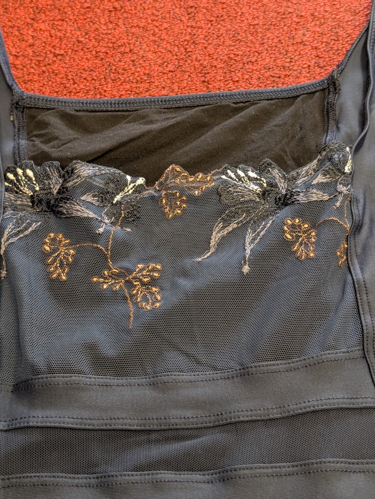 Wear Moi Liseron Navy Cap Sleeve Leotard With Floral Lace Sleeves Accents Dance