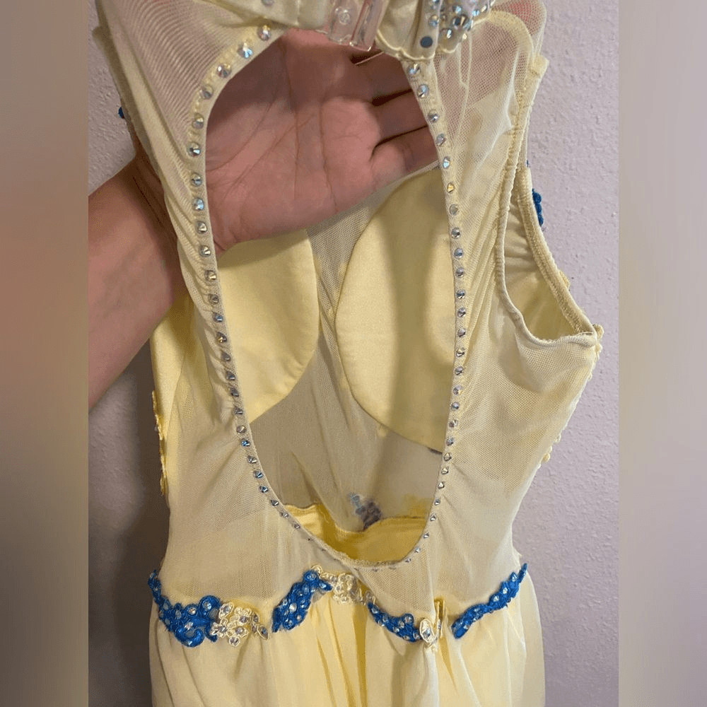 Glamour Solo Dance Costume MC Child Yellow Blue Lyrical Contemporary floral