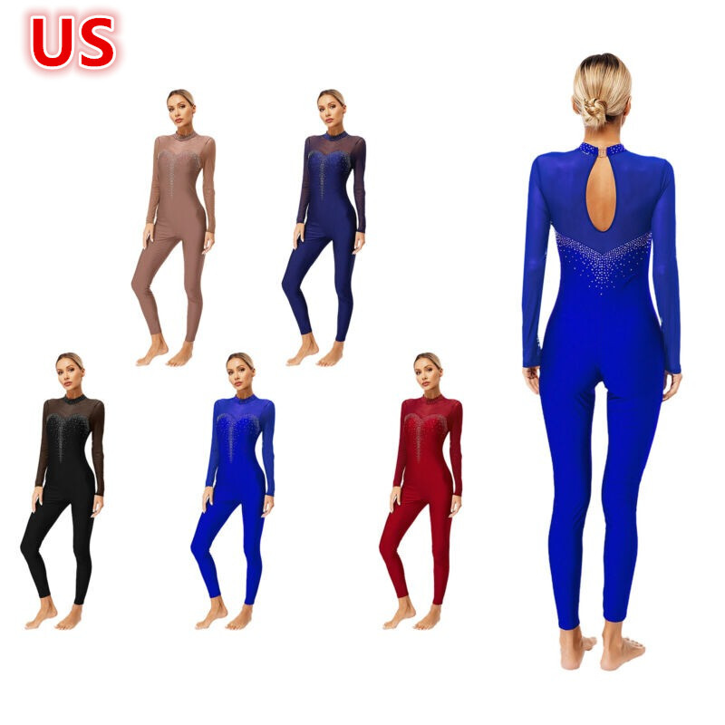 Women’s Ballet Dance Bodysuit Gymnastics Unitard Ice Skating Sports Fit Jumpsuit