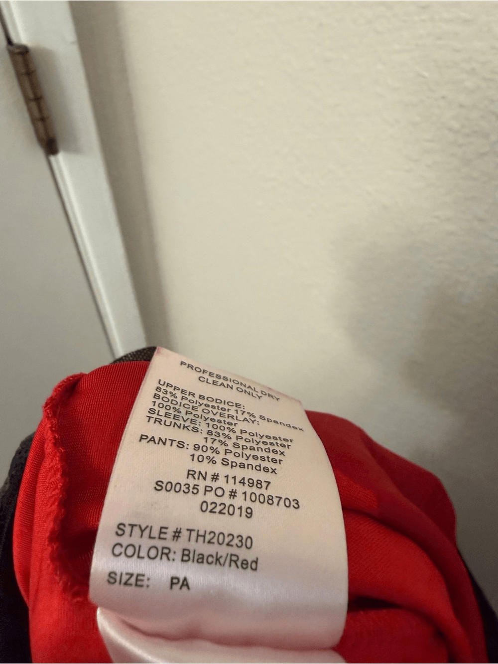 Revolution Tenth House red unitard FAULT LINES TH20230 contemporary PA xs adult