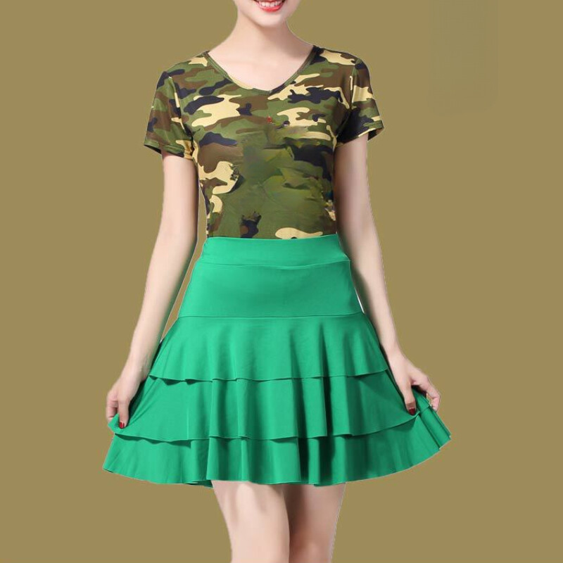 Lady Mini Dance Skirt Layered Tiered Dancewear Performance with Underpants skirt