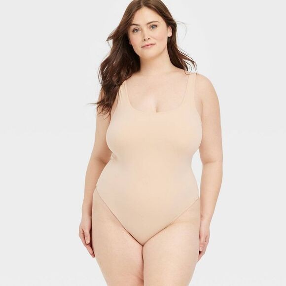 Women’s 4-Way Stretch Tank Bodysuit – Auden XXL NWT Color Beige