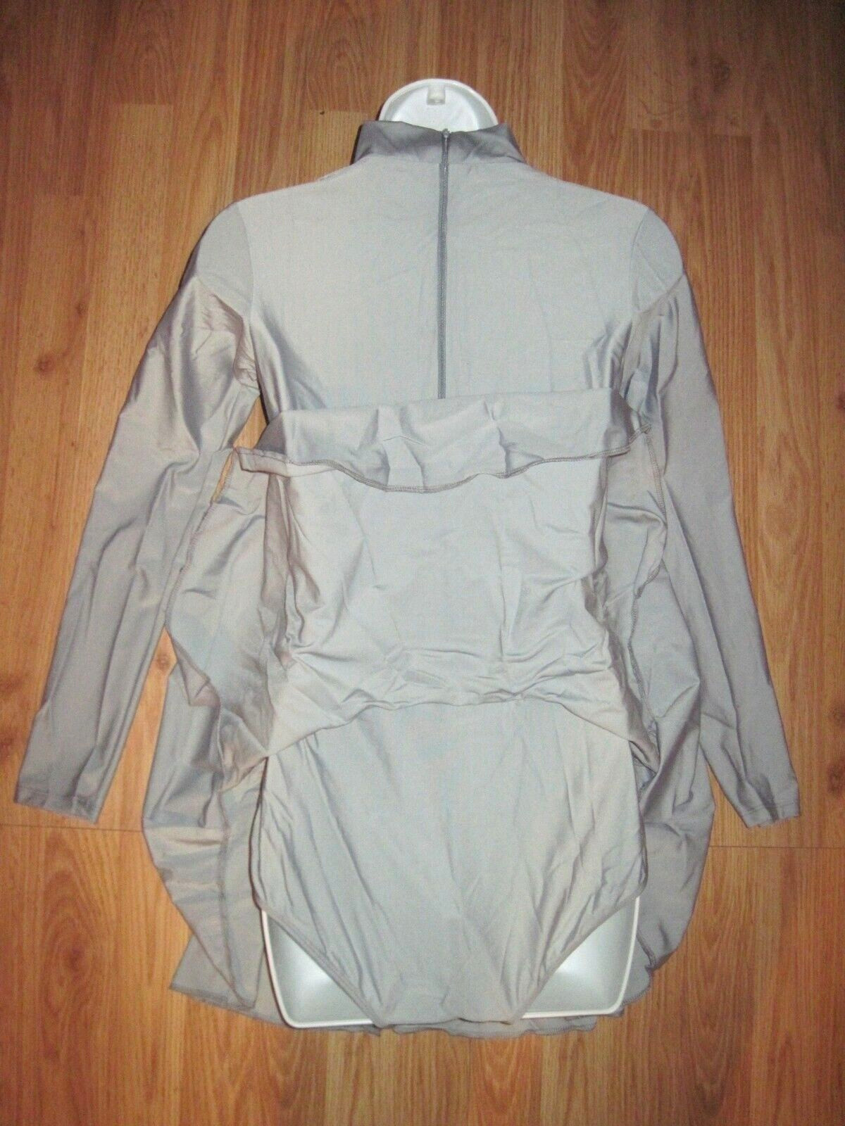 Plus Size Shiny Gray Spandex Leotard Dress Long Sleeve T-Neck Sz 2XL 16-18 New