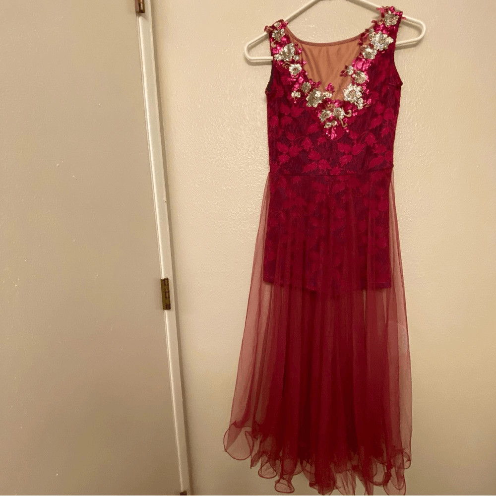 Curtain Call Dance Costume lyrical hot pink lace dress R625 adult med. AME