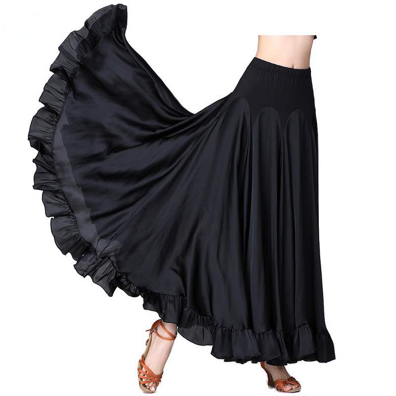 Ladies Swing Satin Skirt Ballroom Modern Waltz Tango Dance Costume Fairy Chic
