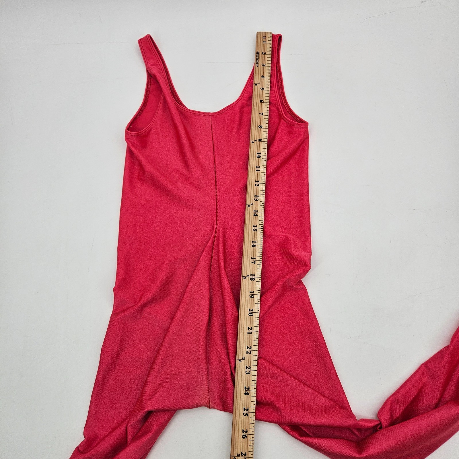 Vintage THE BODY CO. Shiny Jumpsuit Bodysuit Large Red Nylon Spandex Unitard