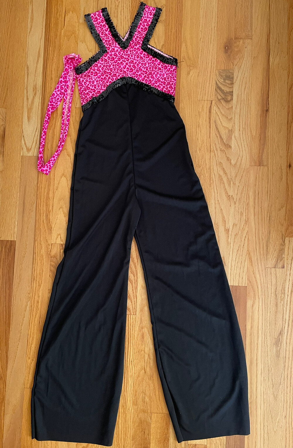 VTG Curtain Call Costumes Child-XL Leopard Hot Pink & Black Unitard Performance