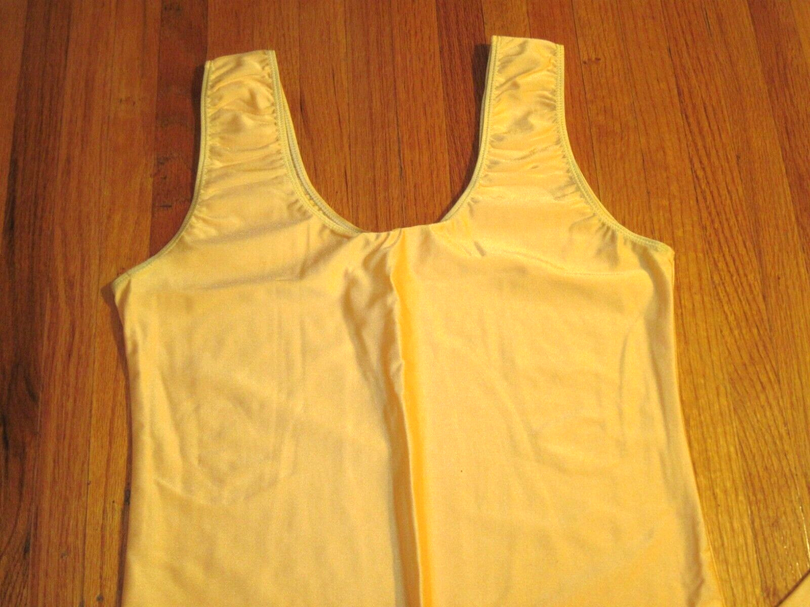 Plus Size Shiny Gold Tank Spandex Stirrup Foot Unitard Jumpsuit Size XL-14+ New