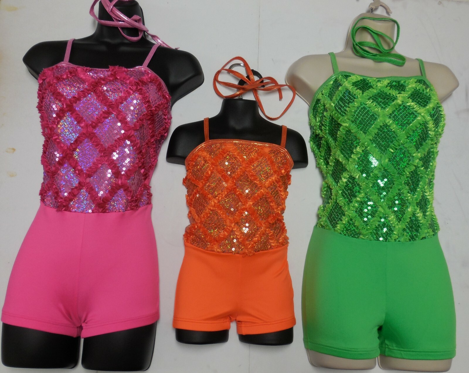 DANCE Costume Hologram Sequin Front Shorty unitard 3 Colors over 15 available