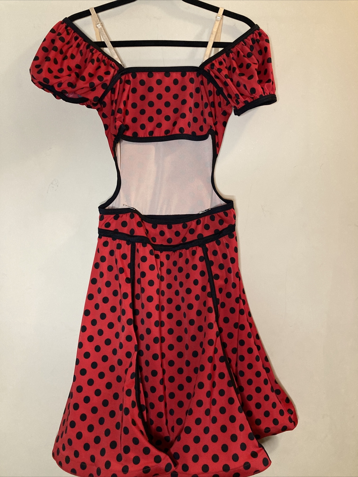 Weisman Figure Skating costume Red Black Polka Dots Minnie Mouse Dance Costume