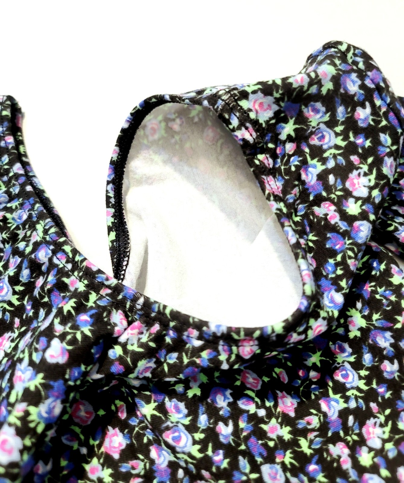 GK Elite VTG 90s Purple Floral Cotton LS Leotard Bodysuit Size AS Adult S Black
