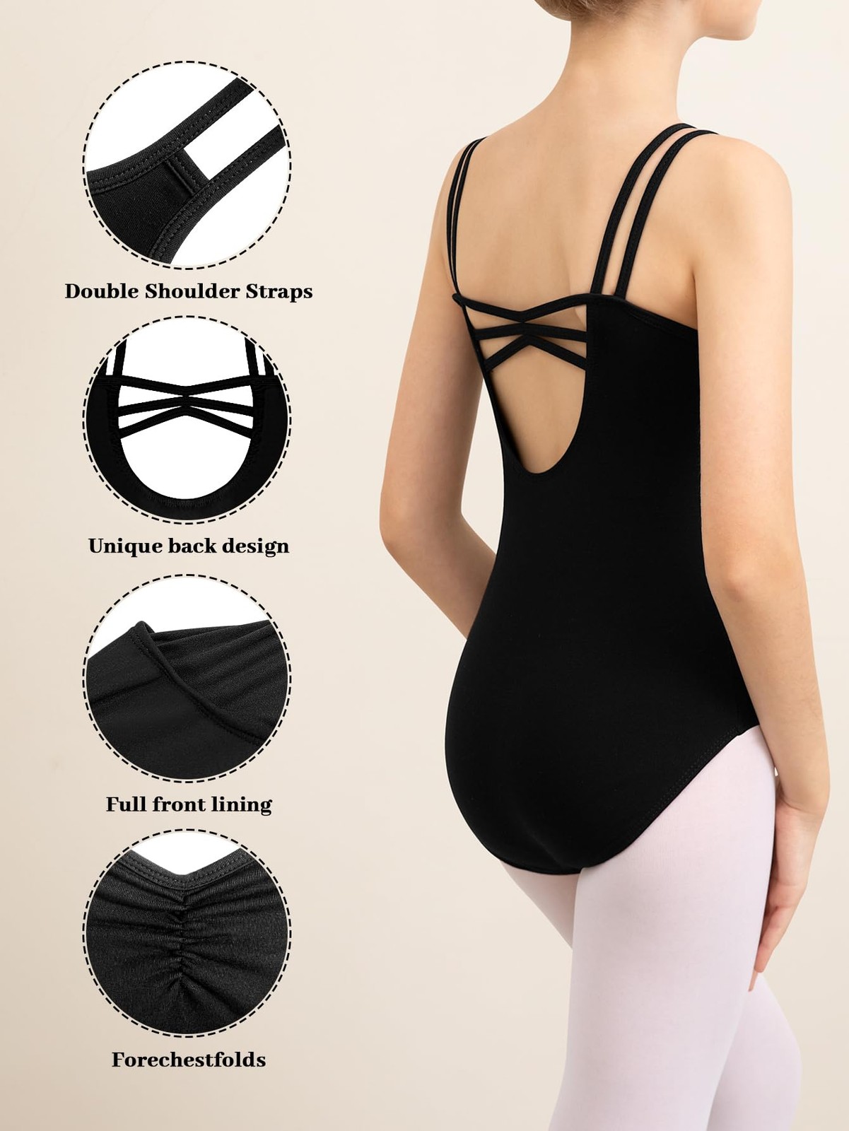 DANSHOW Girls Camisole Dance Leotard for Ballet 4-6 Years, Black