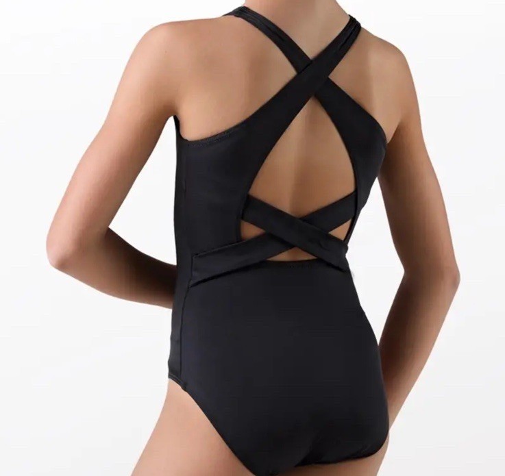 Weissman NWT Black Crisscross Back Tank Ballet Dance Leotard 14055 MA