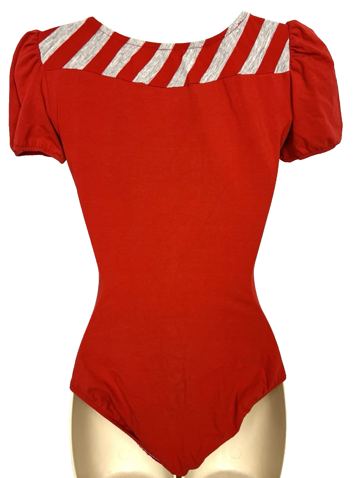 Vintage Red Flexatard by Gilda Marx Leotard Striped Trim Medium M