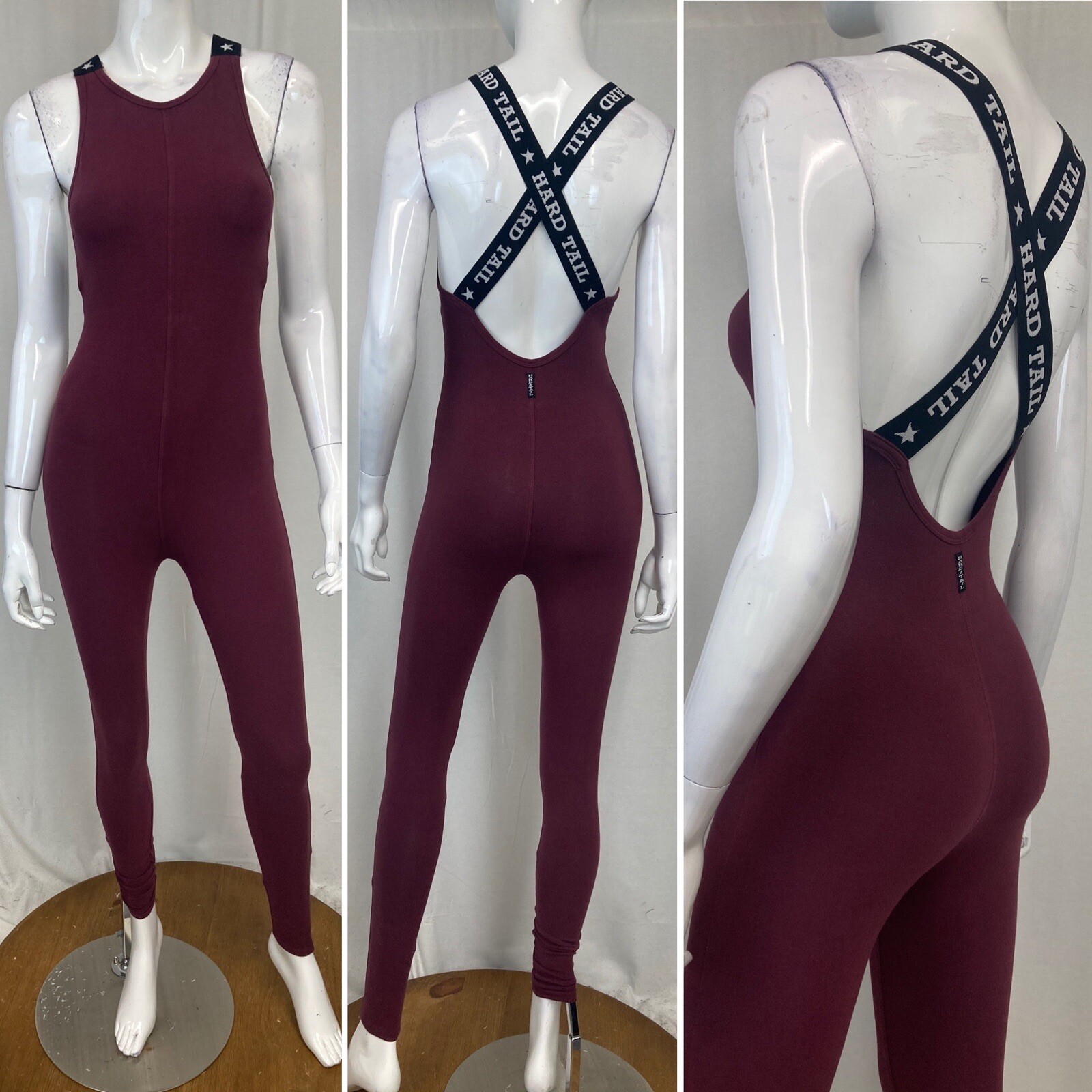 Women’s Hard Tail Maroon Burgundy Gymnastics Cotton/Lycra Leotard Jumpsuit Small