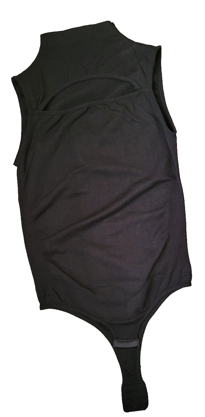 Cotton Candy Black Mock Neck Sleeveless Stretch Cutout Bodysuit Leotard S