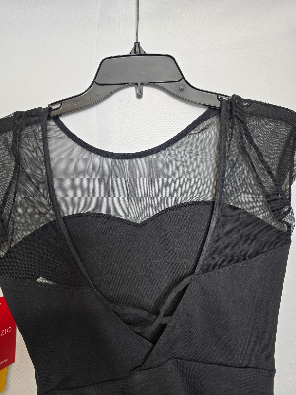 NWT Capezio Womens Black Meryl Mesh Yoke Short Sleeve Ballet Leotard Size M
