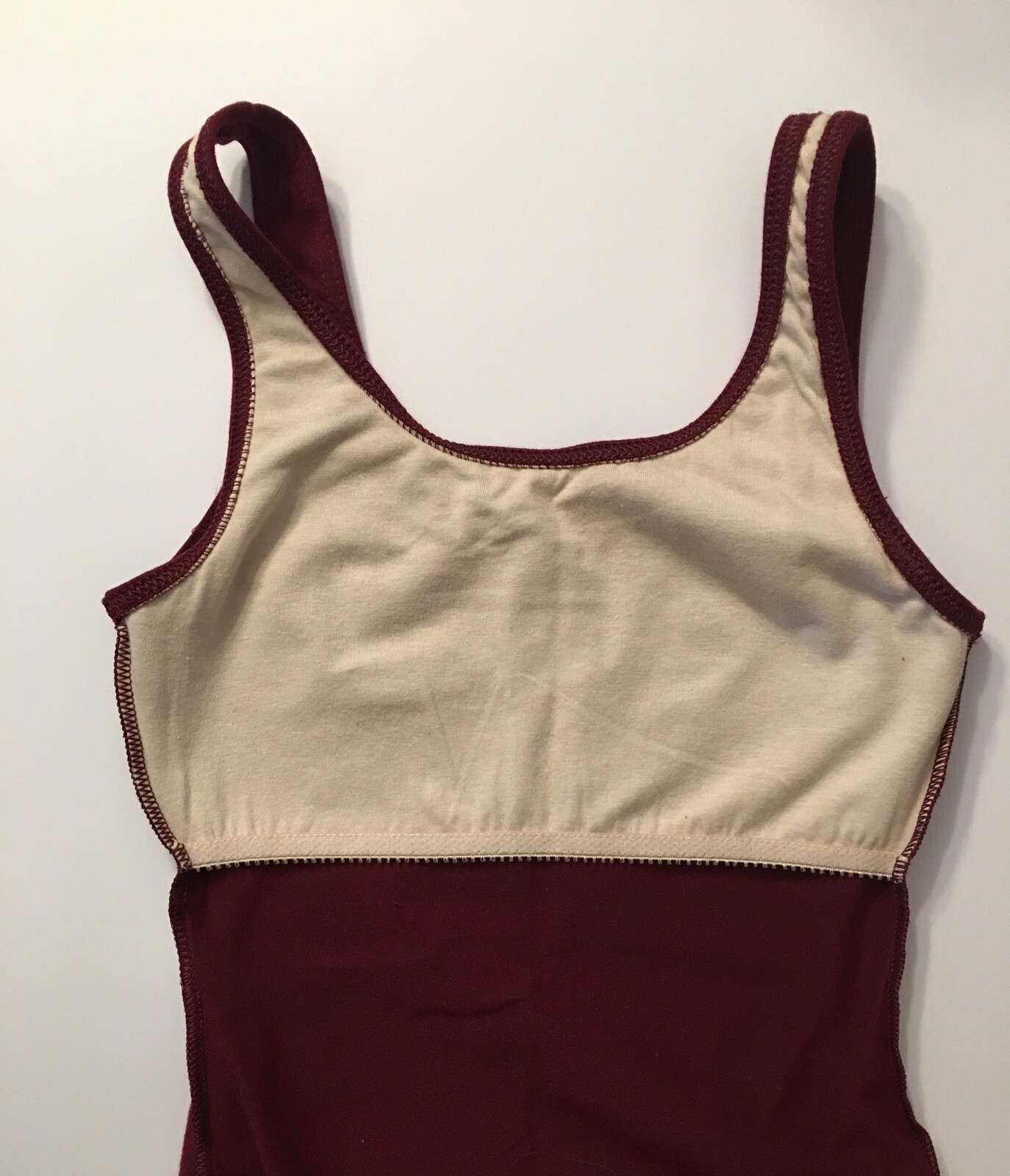 Cotton Lycra Tank Leotard Burgundy Small Adult Lined Bodice Dance Cosplay