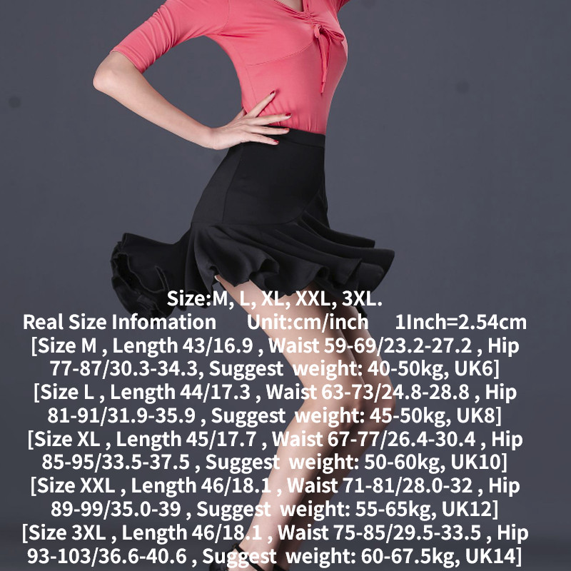 Women Ballroom Latin Dance Skirt with Shorts Dancewear Tango Skate Ruffle