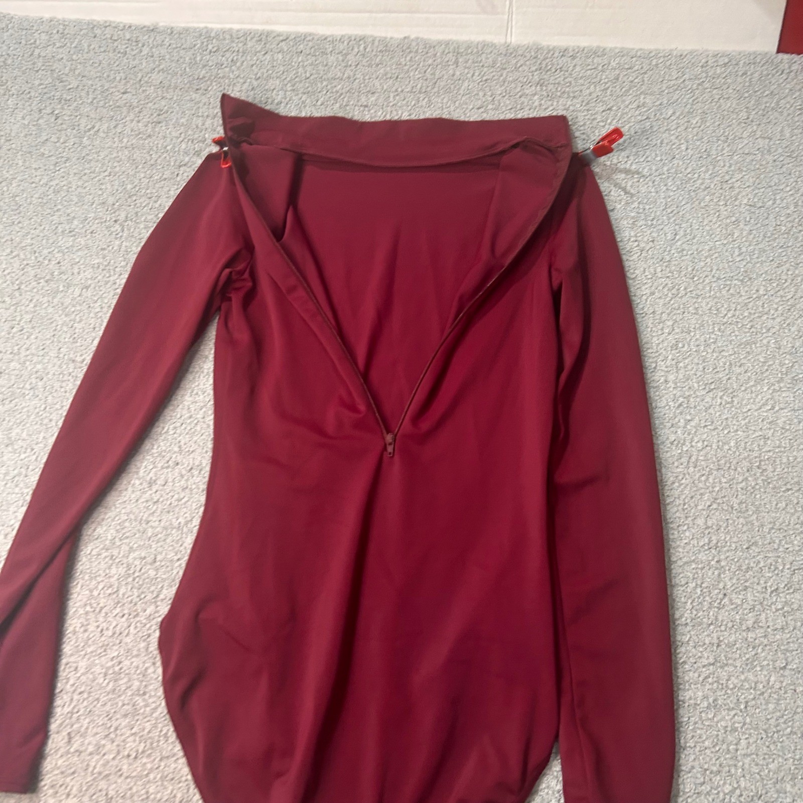 Weissman Dance Leotard Mock Neck MA Burgundy Balletcore Contemporary Minimalist