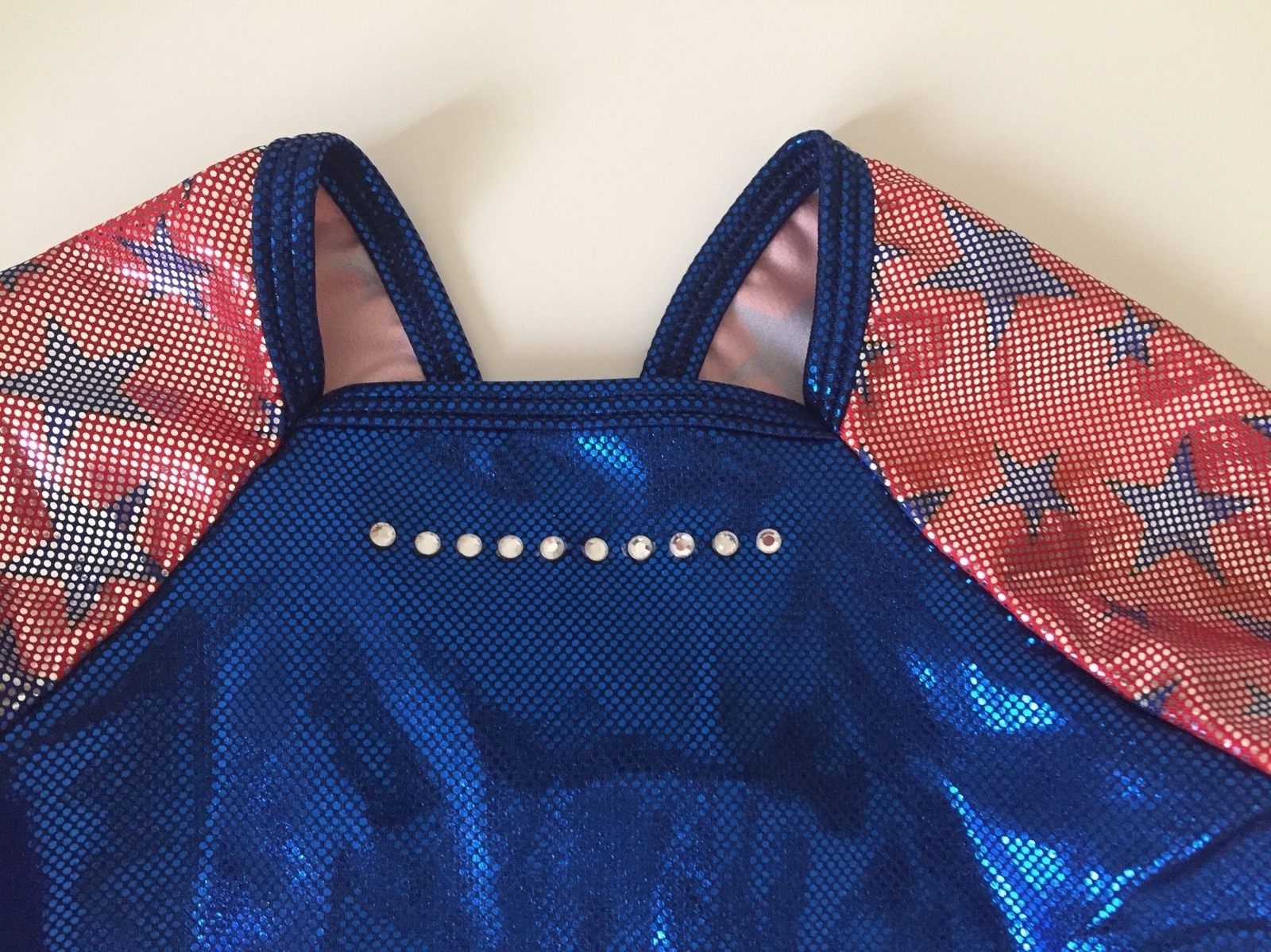 *NEW* AF leotard AXS gymnastics Alpha Factor adult extra small blue/red stars
