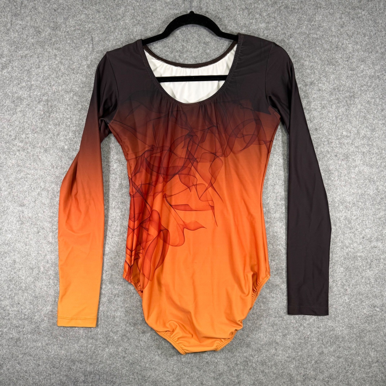 Alexandra Leotard Womens XL Orange Ombre Graphic Long Sleeve Dance Gymnastics