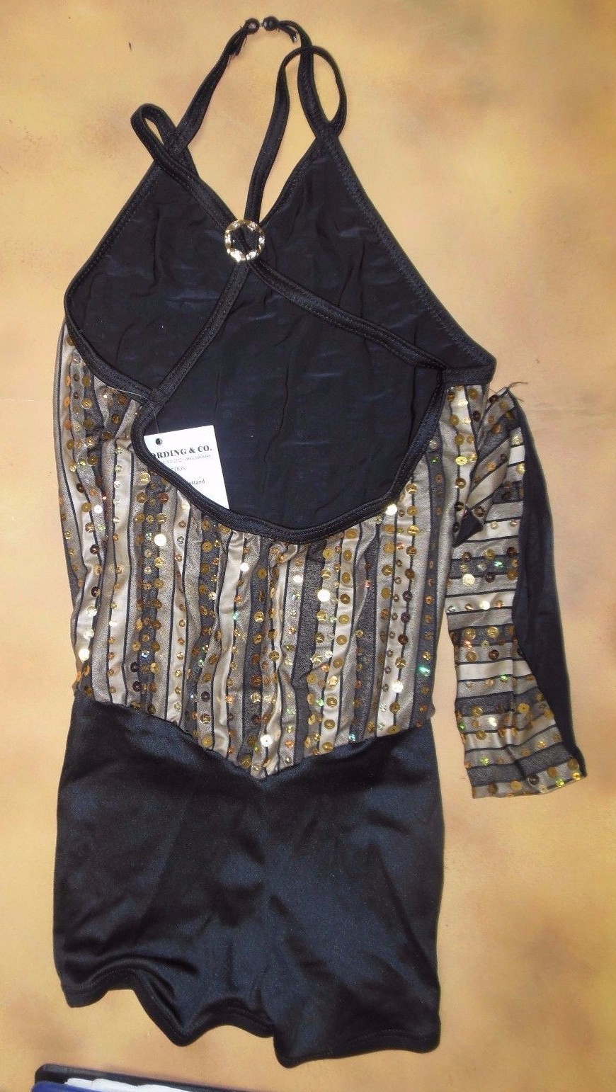 NWT DANCE COSTUME Gold Black shorty unitard Ladies Wolff Fording Small adult