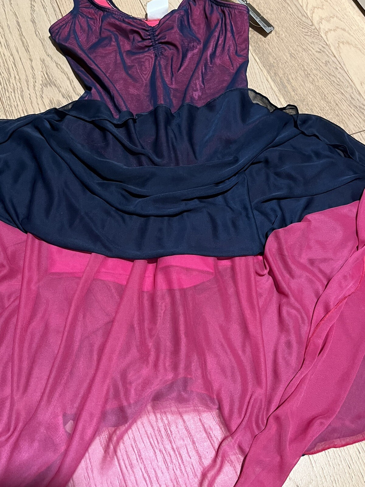 Body Wrappers Premiere Ballet Dance Blue Pink Mesh Dress Ladies Medium NWT